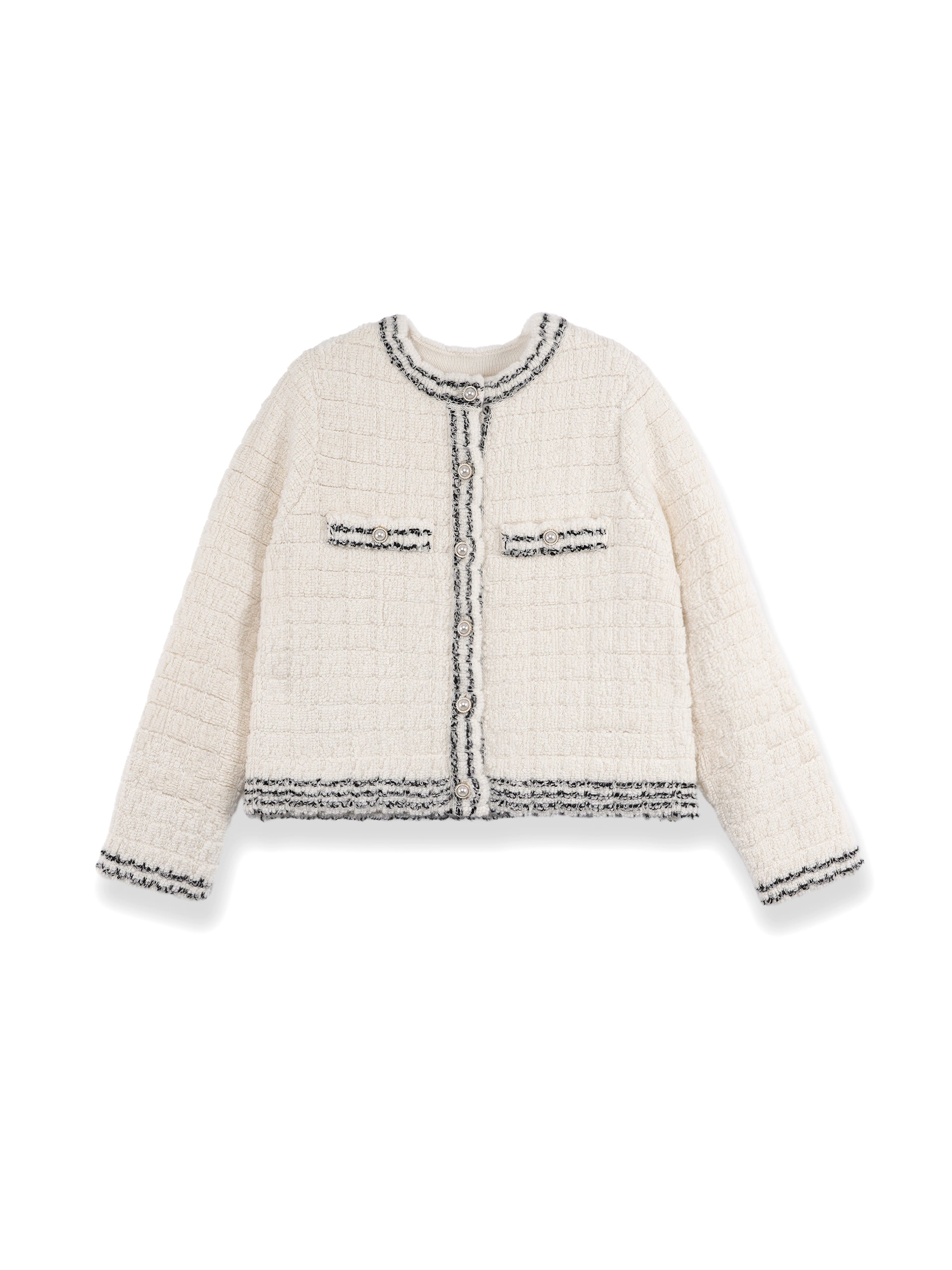 100%カシミヤエレガントクルーネックショートジャケット